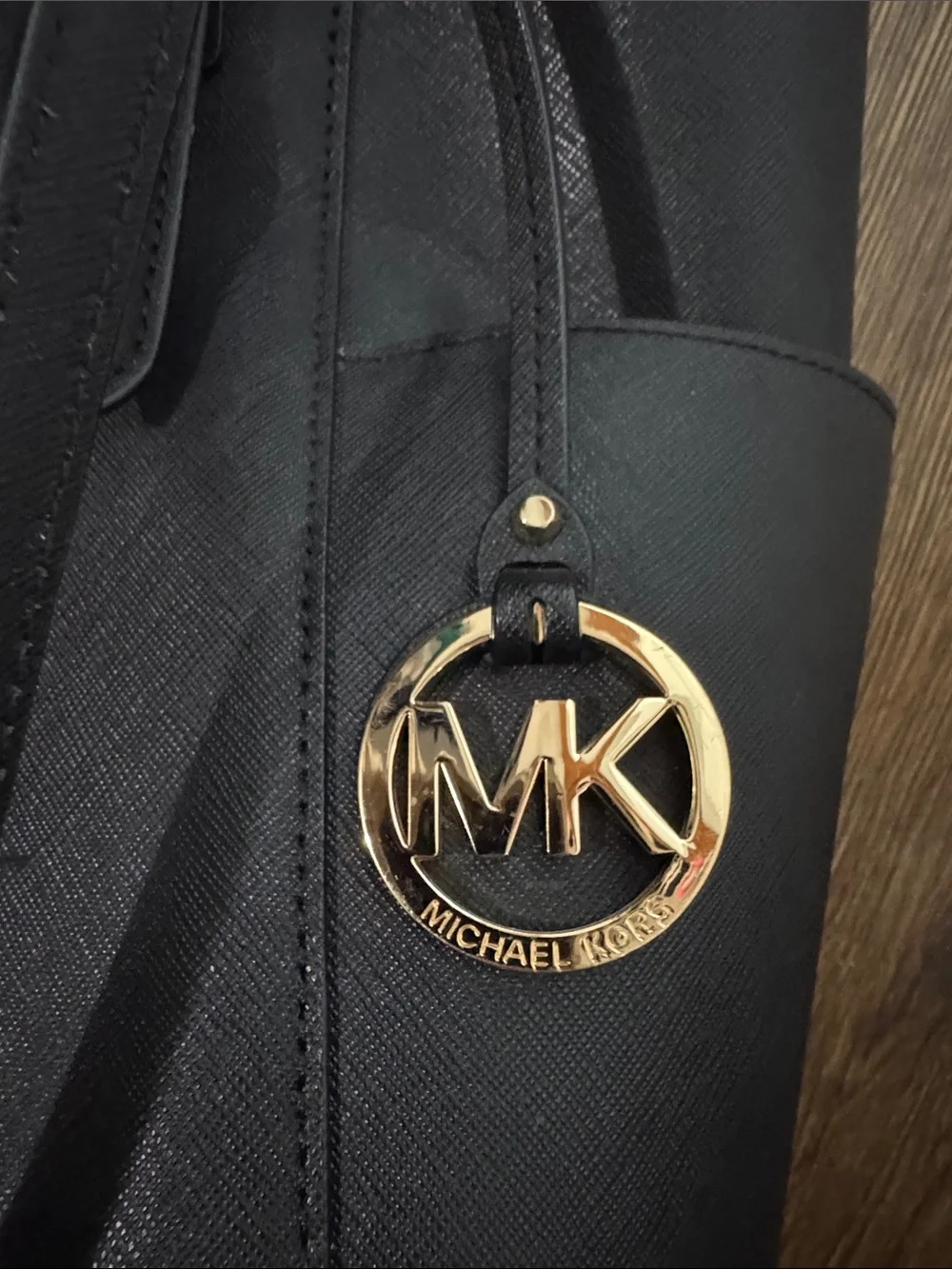 Michael Kors Black Saffiano Tote with Gold Logo